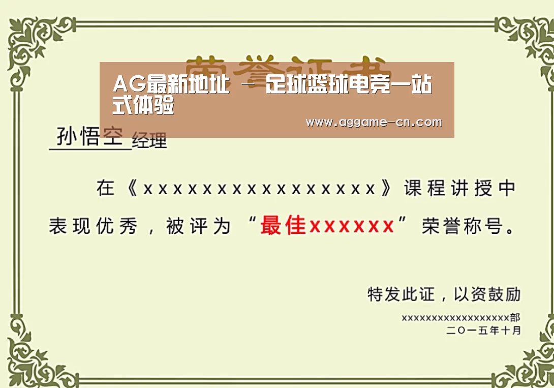AG官方荣誉证书二(图1)